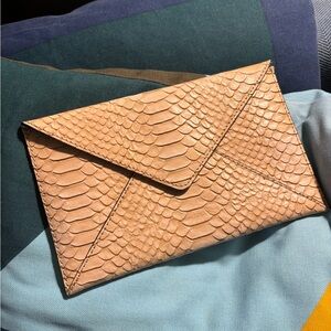 Loeffler Randall Elegant Leather Tan Clutch